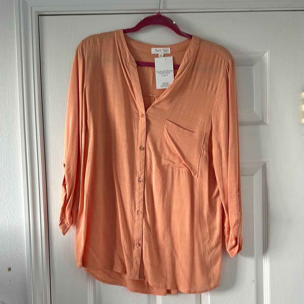 Peach Button-Up Blouse